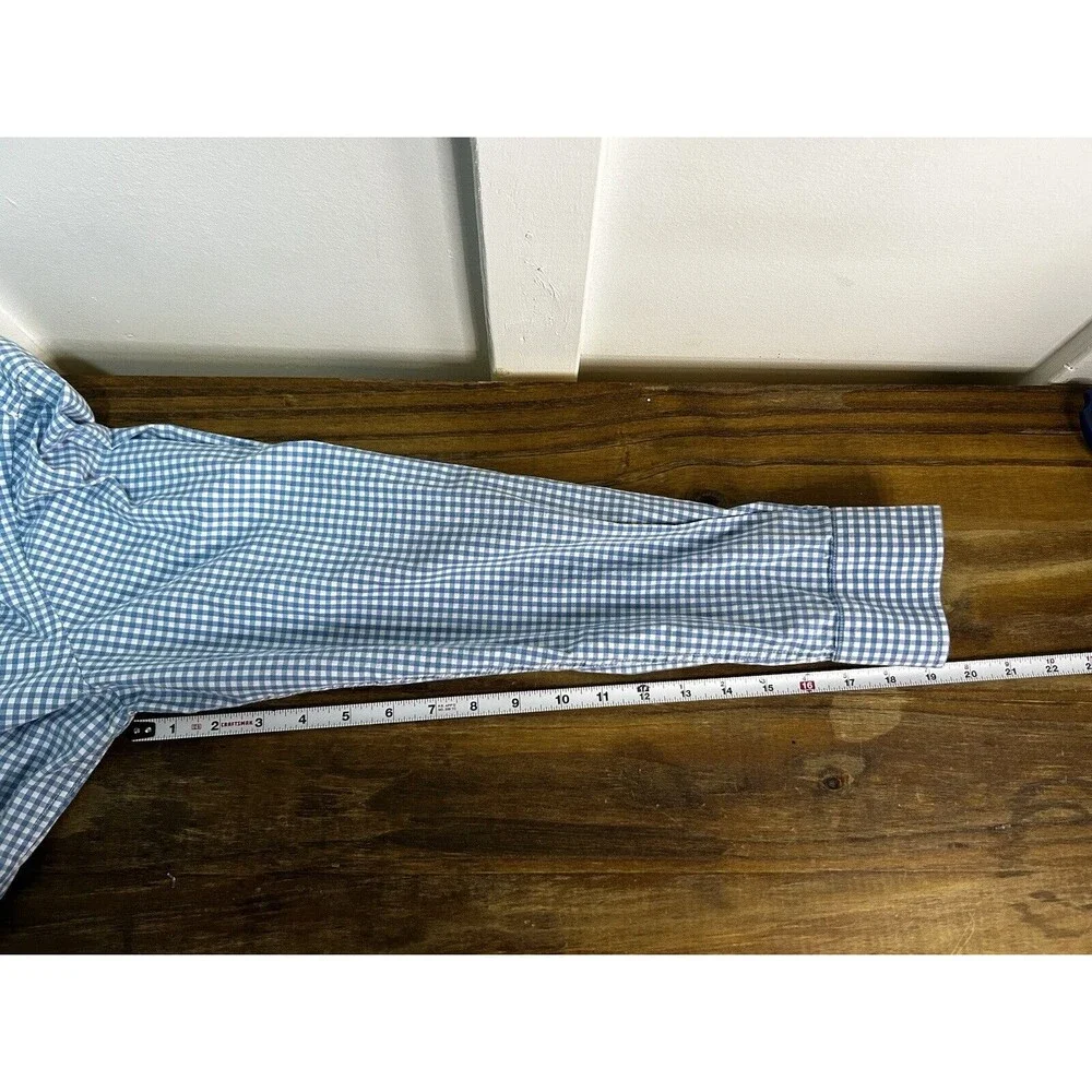Johnnie-O Men’s Button Down Long Sleeve Shirt Large Blue Gingham Plaid